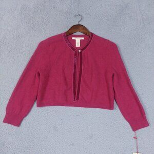 Sarsaparilla Cardigan Womens Large (Chest 40") Hot Pink Cropped 3/4 Sleeve NWT